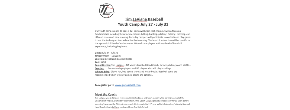 Tim LaVigne Camp